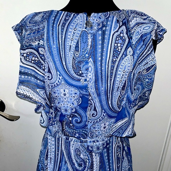 Tommy Hilfiger NWT fit and Flair floral and ruffle blue and white dress size 8 - Picture 3 of 7